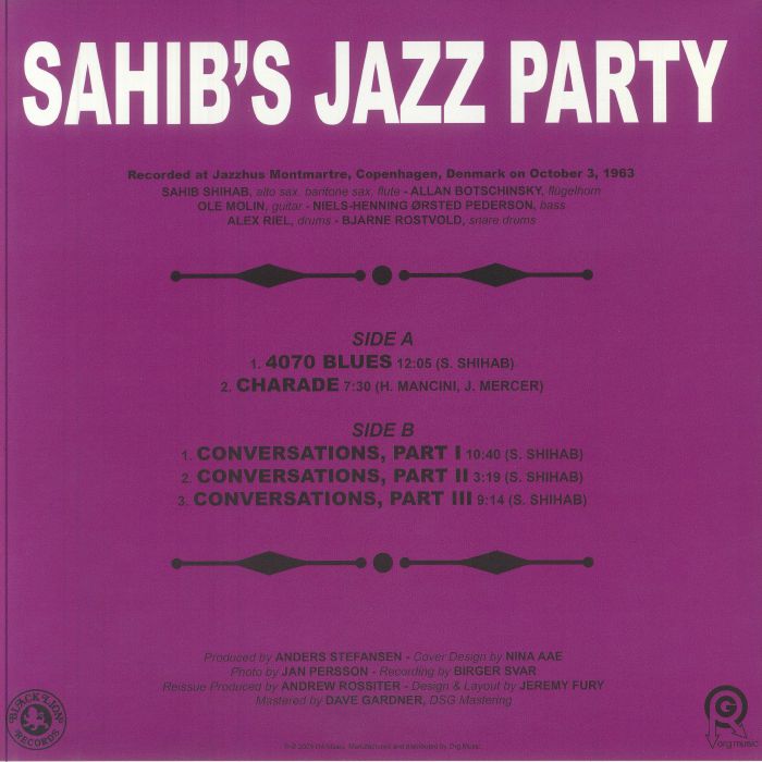 Sahib Shihab – Sahib's Jazz Party (LP, ORG Music, Black Lion Records, 2025) back cover