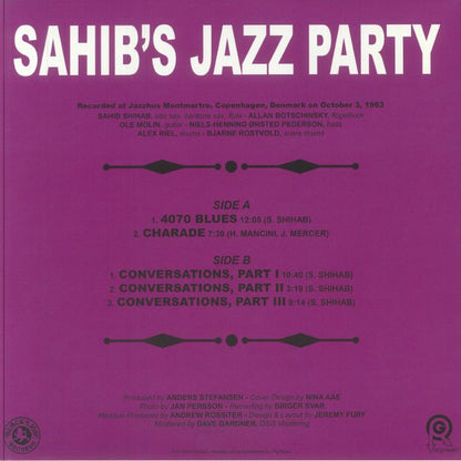 Sahib Shihab – Sahib's Jazz Party (LP, ORG Music, Black Lion Records, 2025) back cover