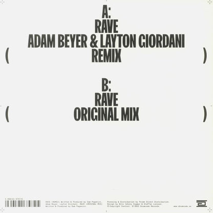 Sam Paganini – Rave (Adam Beyer & Layton Giordani Remix) (12", Drumcode, 2022) Back Cover