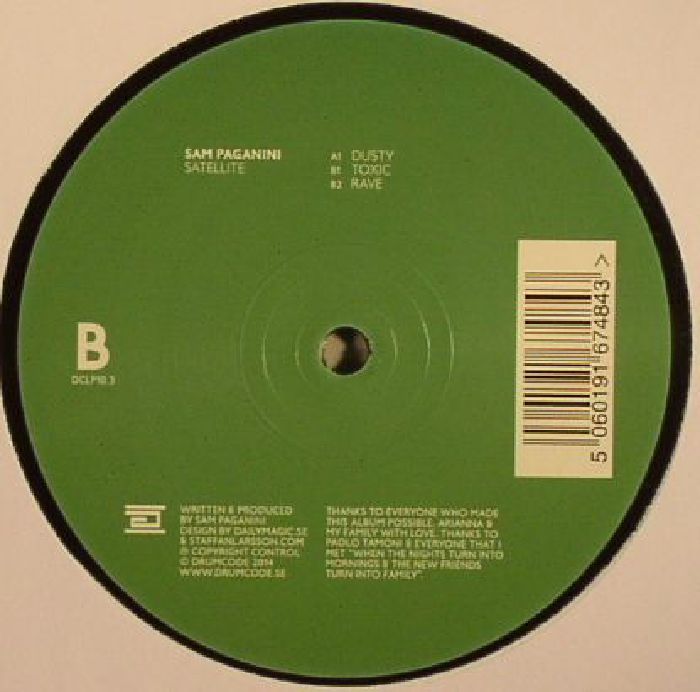 Sam Paganini – Satellite (12", Drumcode, 2014) Back Cover