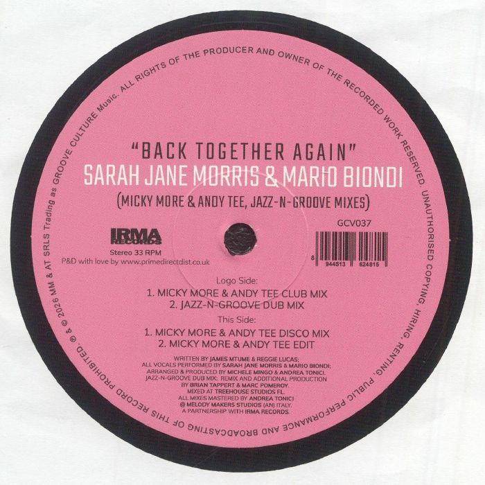 Sarah Jane Morris & Mario Biondi – Back Together Again (12", Groove Culture Music, 2026) Front Cover