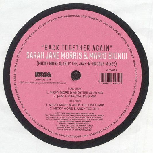Sarah Jane Morris & Mario Biondi – Back Together Again (12", Groove Culture Music, 2026) Front Cover