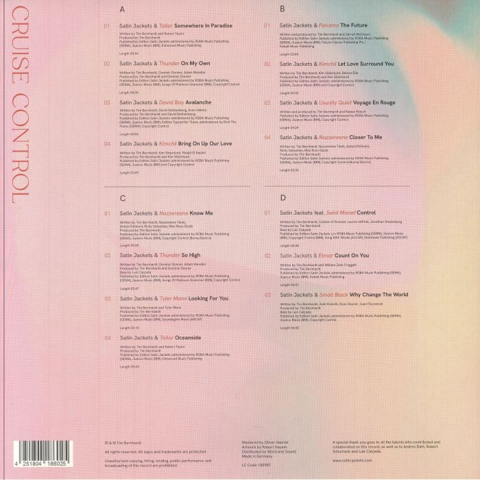 Satin Jackets – Cruise Control (2xLP, Golden Hour Recordings, 2025) back cover