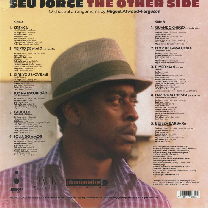 Seu Jorge – The Other Side (LP, gatefold, Amor In Sound, 2026) Back Cover