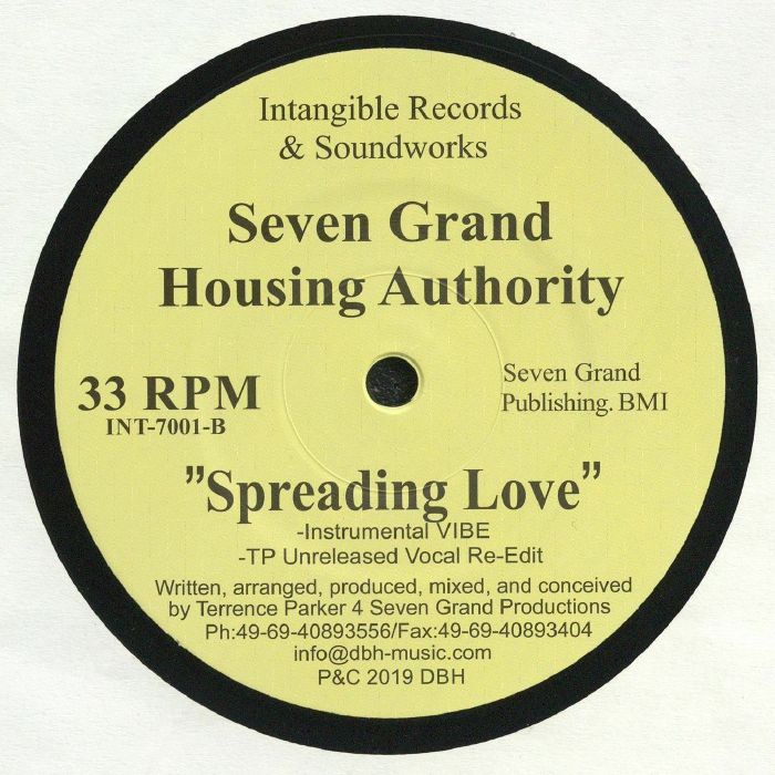 Seven Grand Housing Authority – Spreading Love (12", Intangible Records & Soundworks, 2019) Back Cover