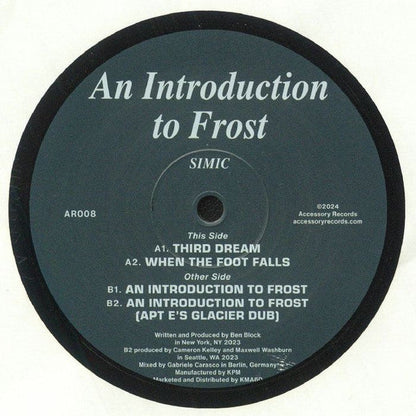 Simic – An Introduction to Frost (12", Accessory Records, 2024) Front Cover