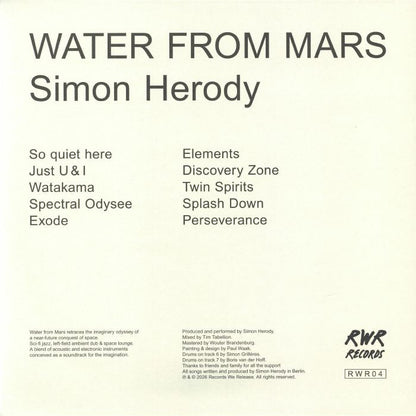 Simon Herody – Water From Mars (LP, Records We Release Records, 2026) Back Cover