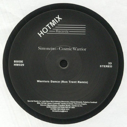 Simoncino – Cosmic Warrior (12", Blue, HotMix Records, 2026) Back Cover