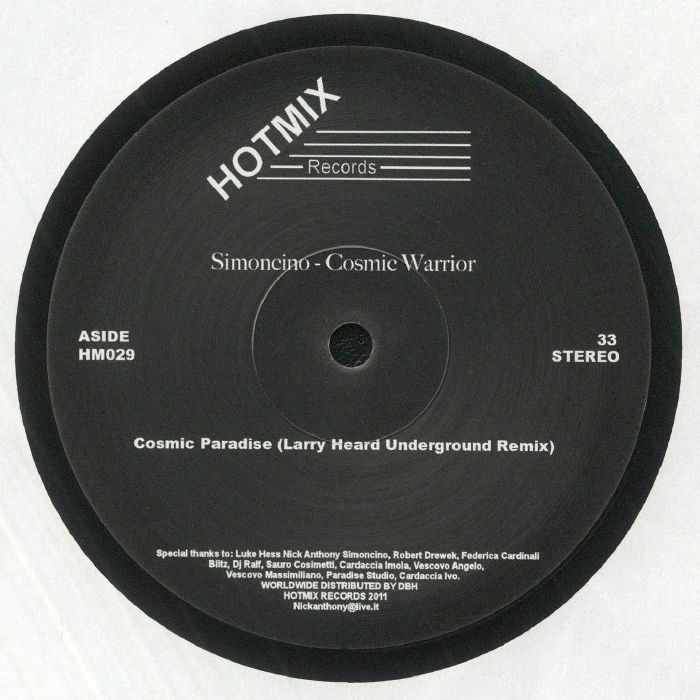 Simoncino – Cosmic Warrior (12", Blue, HotMix Records, 2026) Front Cover