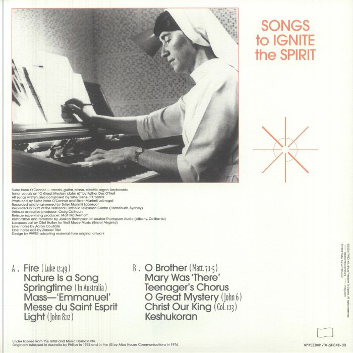 Sister Irene O'Connor – Fire Of God's Love (LP, Freedom To Spend, 2025) Back Cover