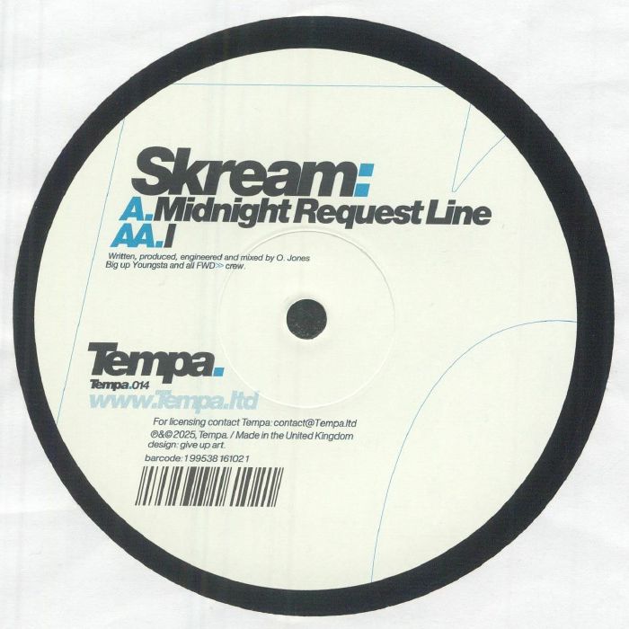 Skream – Midnight Request Line / I (12", Tempa, 2026) Back Cover