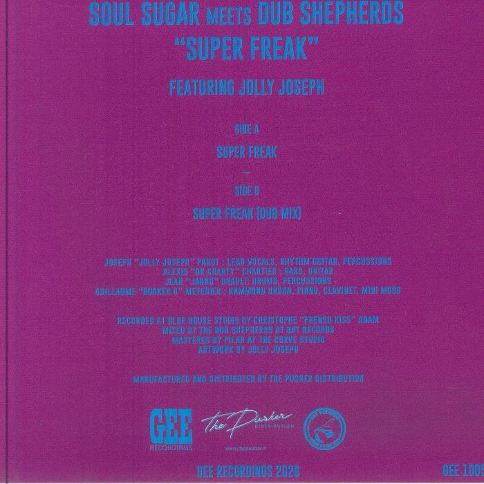 Soul Sugar Meets Dub Shepherds – Super Freak (7", Gee Recordings, 2026) Back Cover
