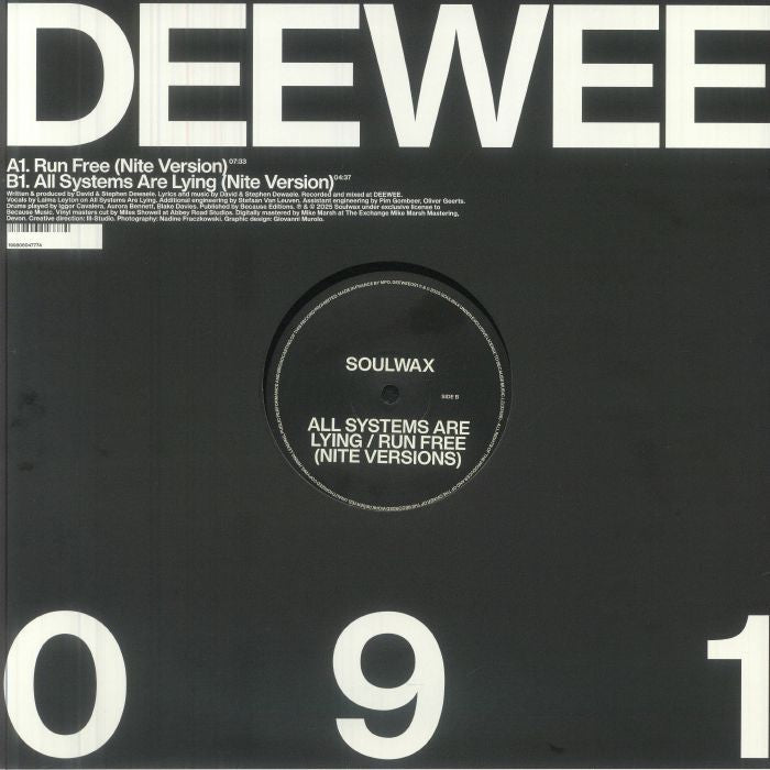 Soulwax – Run Free / All Systems Are Lying (Nite Versions) (12", Deewee, 2025) Back Cover