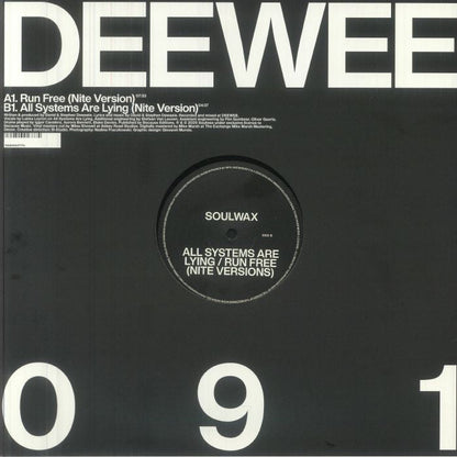 Soulwax – Run Free / All Systems Are Lying (Nite Versions) (12", Deewee, 2025) Back Cover