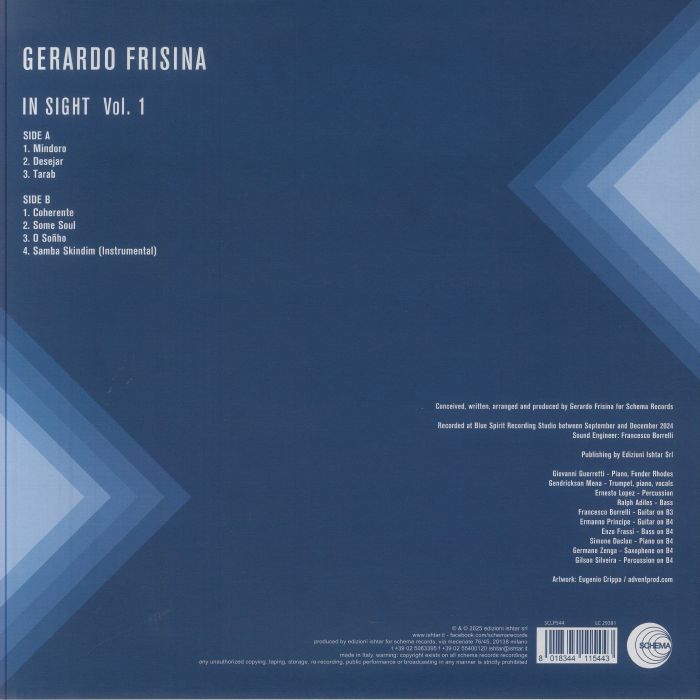Gerardo Frisina – In Sight Vol. 1 (LP, Schema, 2025) Back Cover