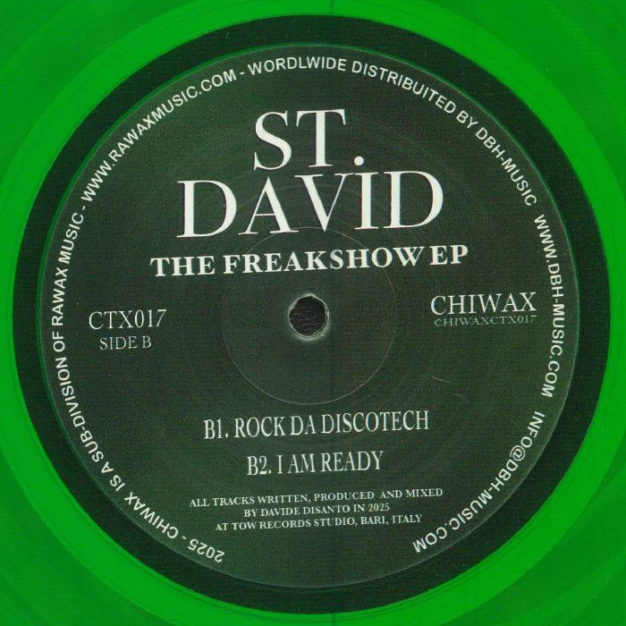 St. David – The Freakshow EP (12", Green, Chiwax, 2026) Back Cover