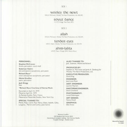 Stephen McCraven – Wooley The Newt (LP, Moved-By-Sound, 2025) back cover