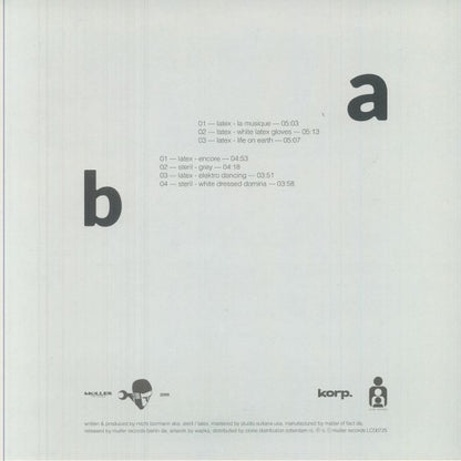 Steril , Latex – Essentiels (12", Müller Records, 2025) Back Cover