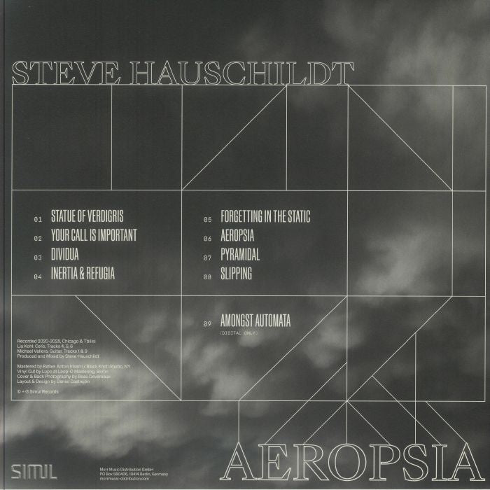 Steve Hauschildt – Aeropsia (LP, Transparent, Simul Records, 2025) Back Cover