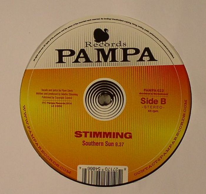 Stimming – The Southern Sun EP (12", Pampa Records, 2014) Back Cover