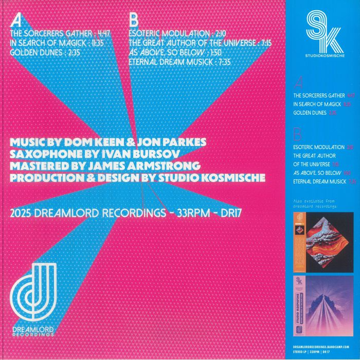 Studio Kosmische – Electronic Meditation For Inner Space Travel (LP, transparent blue obi-strip limited to 180 copies, Dreamlord Recordings, 2026) Back Cover