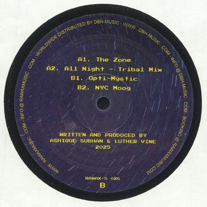 Subb-an & Luther Vine – All Night EP (12", Rawax, 2025) Back Cover