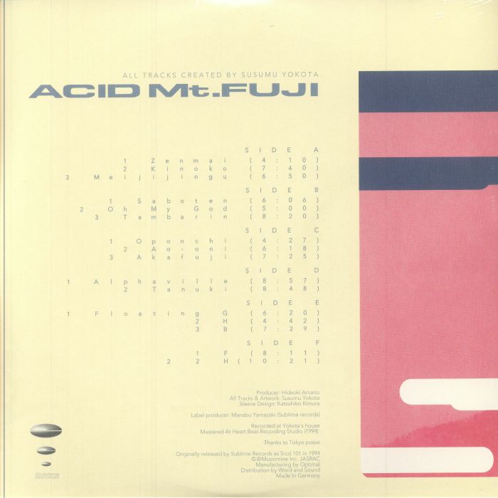 ススム ヨコタ – Acid Mt. Fuji = 赤富士 (3x12", 30th Anniversary, Bonus Tracks, Gatefold, Sublime Records, 2024) Back Cover