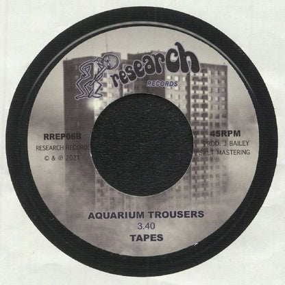 Tapes –  Sauna Research / Aquarium Trousers (7", Research Records, 2021) Back Cover