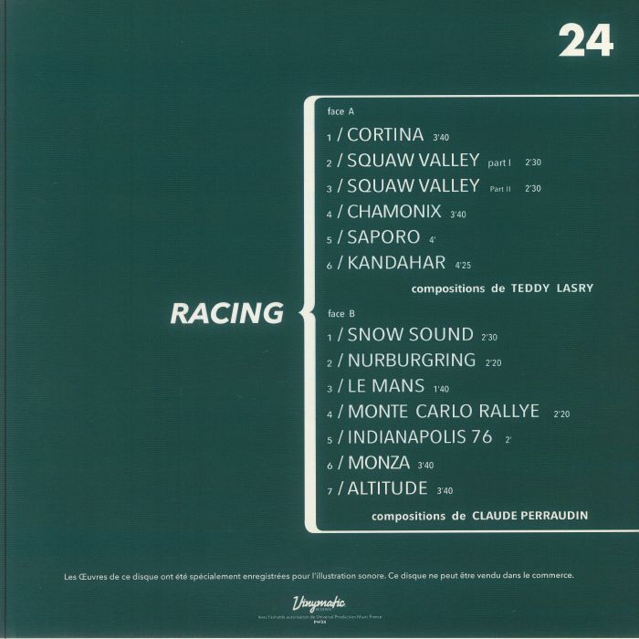 Teddy Lasry Claude Perraudin – Racing (LP, Vinymatic RECORDS, 1976) Back Cover
