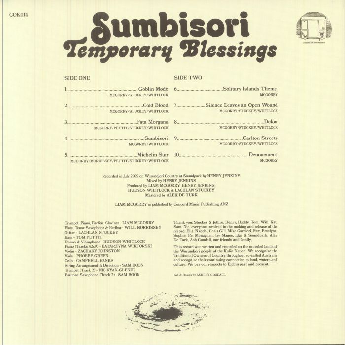Temporary Blessings – Sumbisori (LP, Orange & Brown Splatter, College Of Knowledge Records, 2025) Back Cover