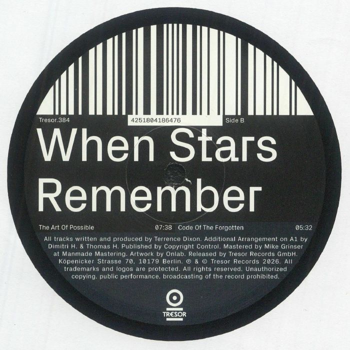 Terrence Dixon – When Stars Remember (12", Tresor, 2026) Back Cover