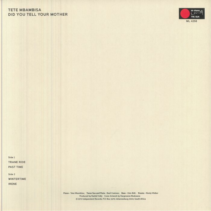Tete Mbambisa – Did You Tell Your Mother (LP, The Sun, 2026) Back Cover