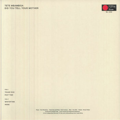 Tete Mbambisa – Did You Tell Your Mother (LP, The Sun, 2026) Back Cover