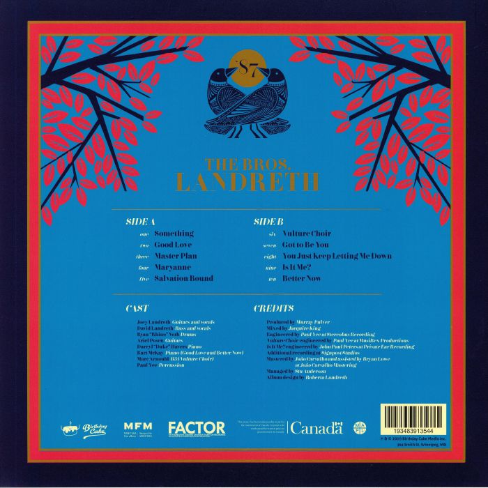 The Bros Landreth – '87 (LP, blue, Birthday Cake, 2019) Back Cover