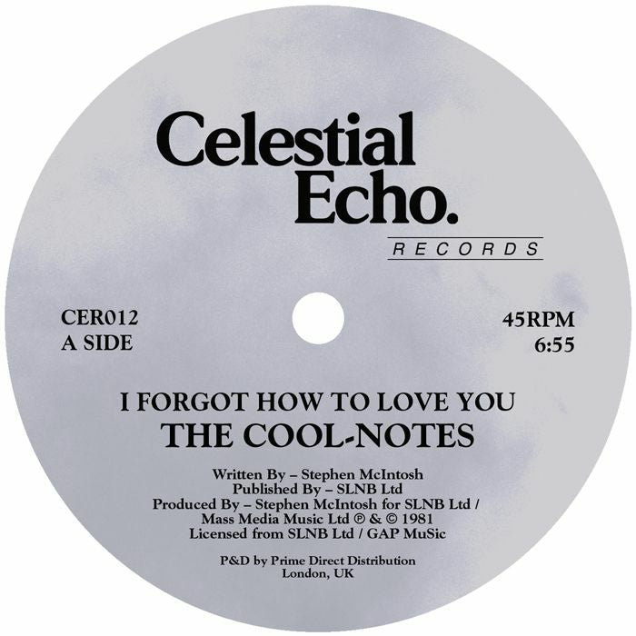 The Cool-Notes – I Forgot How To Love You (12", Celestial Echo, 2026) Front Cover