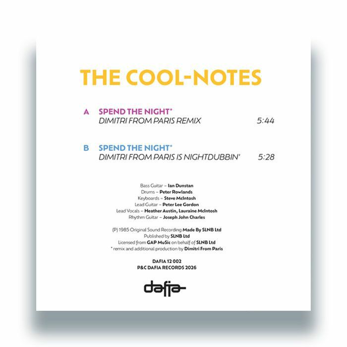 The Cool Notes – Spend The Night (Dimitri From Paris remixes) (12", Dafia, 2026) Back Cover