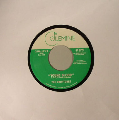 The Droptones – Don't Get Caught / Young Blood (7", Colemine Records, 2021) Back Cover