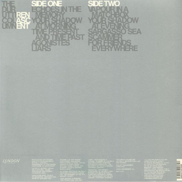 The Durutti Column – Renascent (LP, Green Bottle Transparent, London Records, 2026) Back Cover