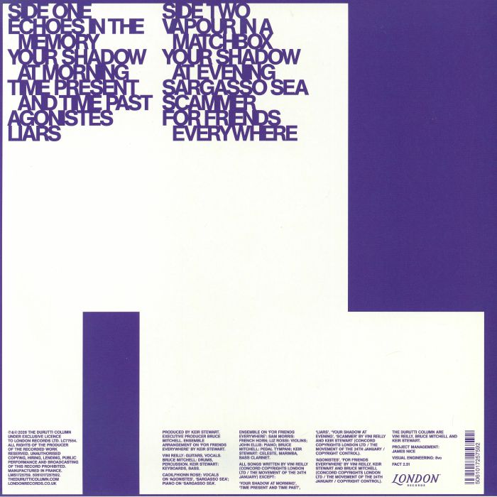 The Durutti Column – Renascent (LP, Yellow Transparent, London Records, 2026) Back Cover