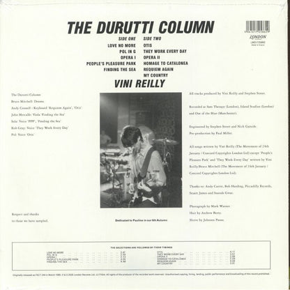 The Durutti Column – Vini Reilly (LP, London, 2026) Back Cover