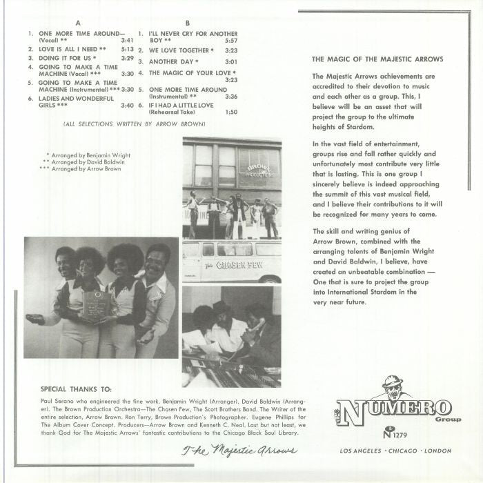 The Majestic Arrows – The Magic Of The Majestic Arrows (LP, Numero Group, 2025) Back Cover
