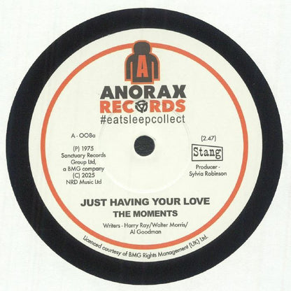 The Moments / The Rimshots – Just Having Your Love / Do What You Feel Pt. 1 (7", Anorax Records, 2025) Front Cover