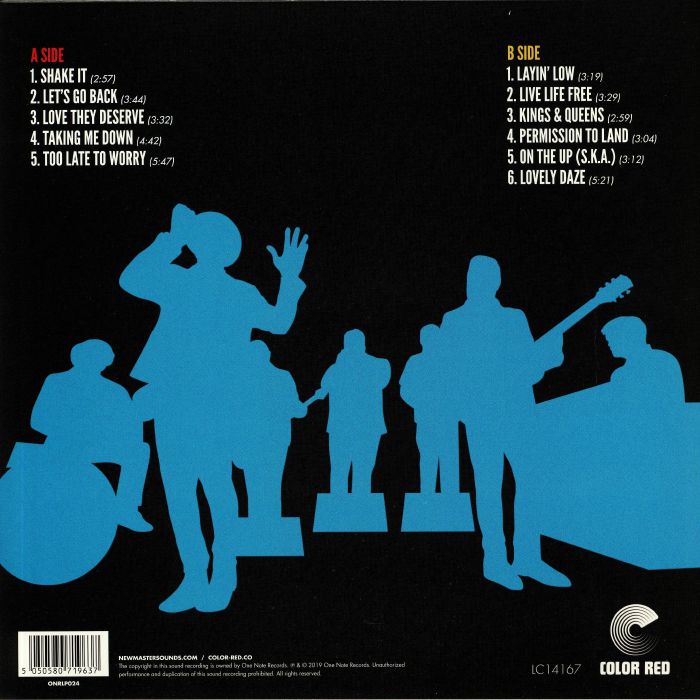 The New Mastersounds Featuring Lamar Williams Jr. – Shake It (LP, Color Red Records, 2019) Back Cover