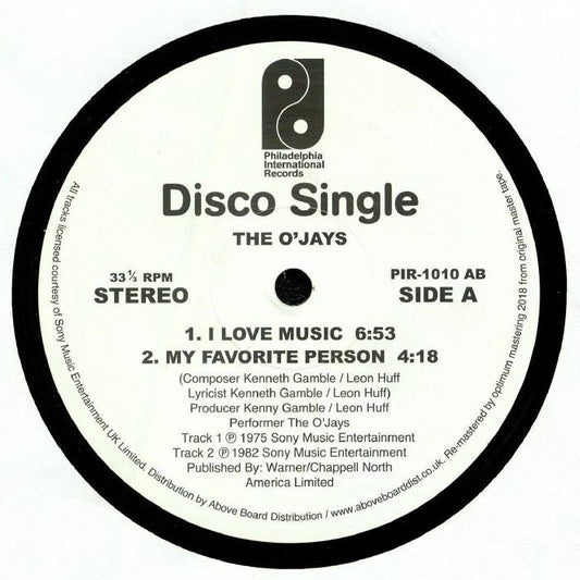 The O'Jays – I Love Music (12", Philadelphia International Records, 2018) Front Cover