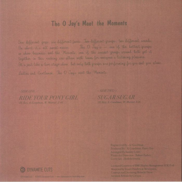 O'Jays The Moments – Ride Your Pony Girl / Sugar Sugar (7", Dynamite Cuts, 2022) Back Cover