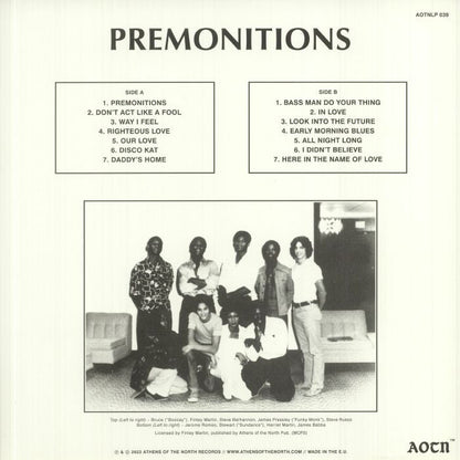 The Premonitions – Premonitions (LP, Athens Of The North, 2022) Back Cover