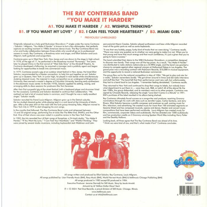 The Ray Contreras Band – You Make It Harder (12", Past Due, 2022) Back Cover