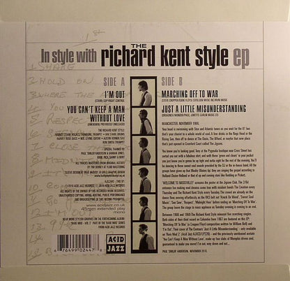 The Richard Kent Style – In Style With The Richard Kent Style EP (7", Acid Jazz, 2010) Back Cover