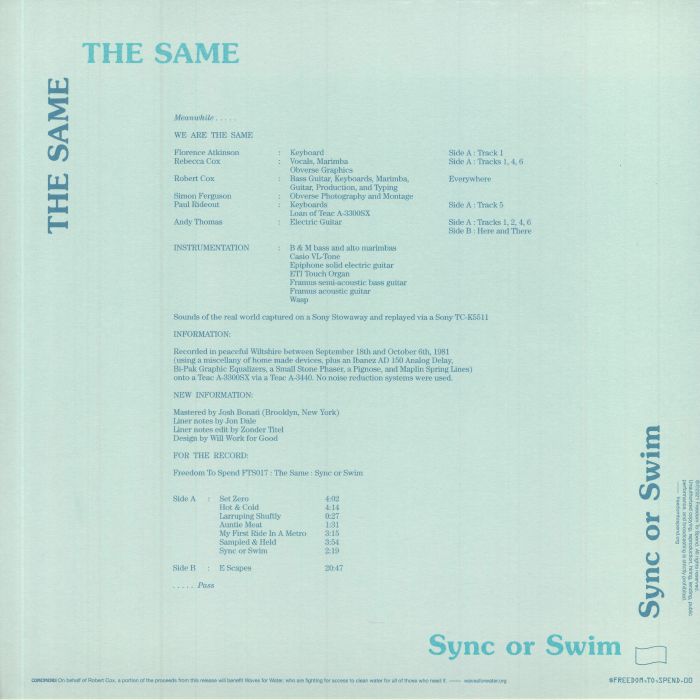 The Same – Sync Or Swim (LP, Freedom To Spend, 2021) Back Cover