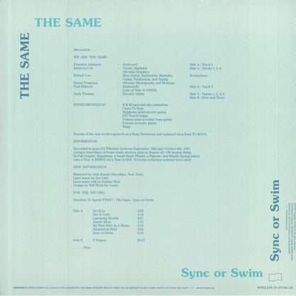 The Same – Sync Or Swim (LP, Freedom To Spend, 2021) Back Cover